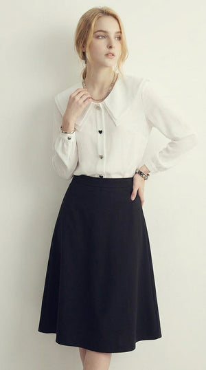 LORVENE Chic collar shirt featuring a classic design with a stylish collar, shown in a close-up image.