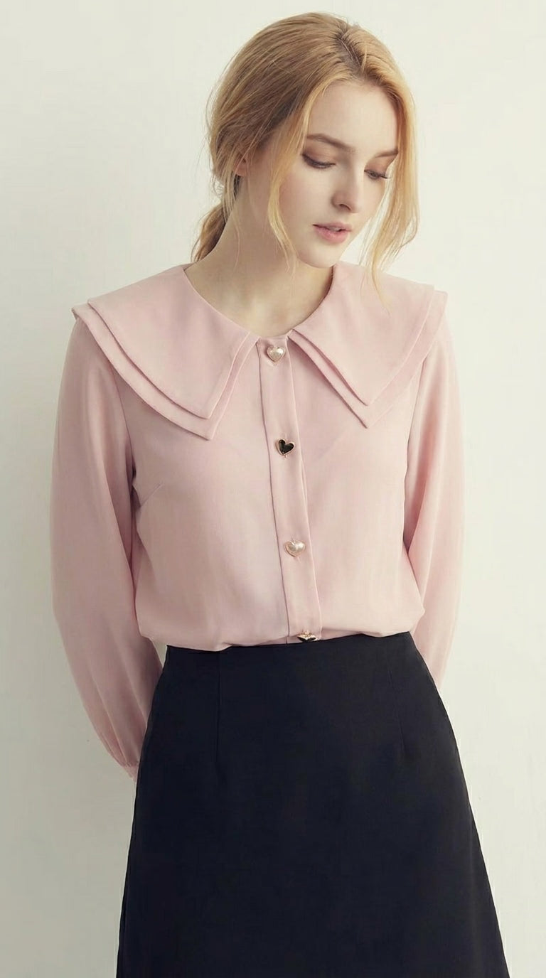 LORVENE Chic Collar Shirt featuring a stylish collar design, displayed on a hanger against a neutral background.