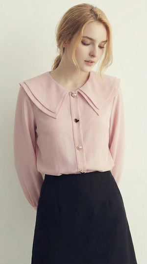 LORVENE Chic Collar Shirt featuring a stylish collar design, displayed on a hanger against a neutral background.