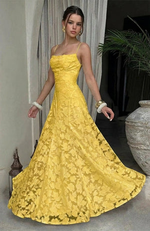LORVENES sexy flowy bridal dress with elegant fabric and delicate design, perfect for a romantic wedding look