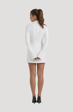 LORVENES white diamond party dress with long sleeves and a high neckline, designed for a flattering fit and comfortable wear.