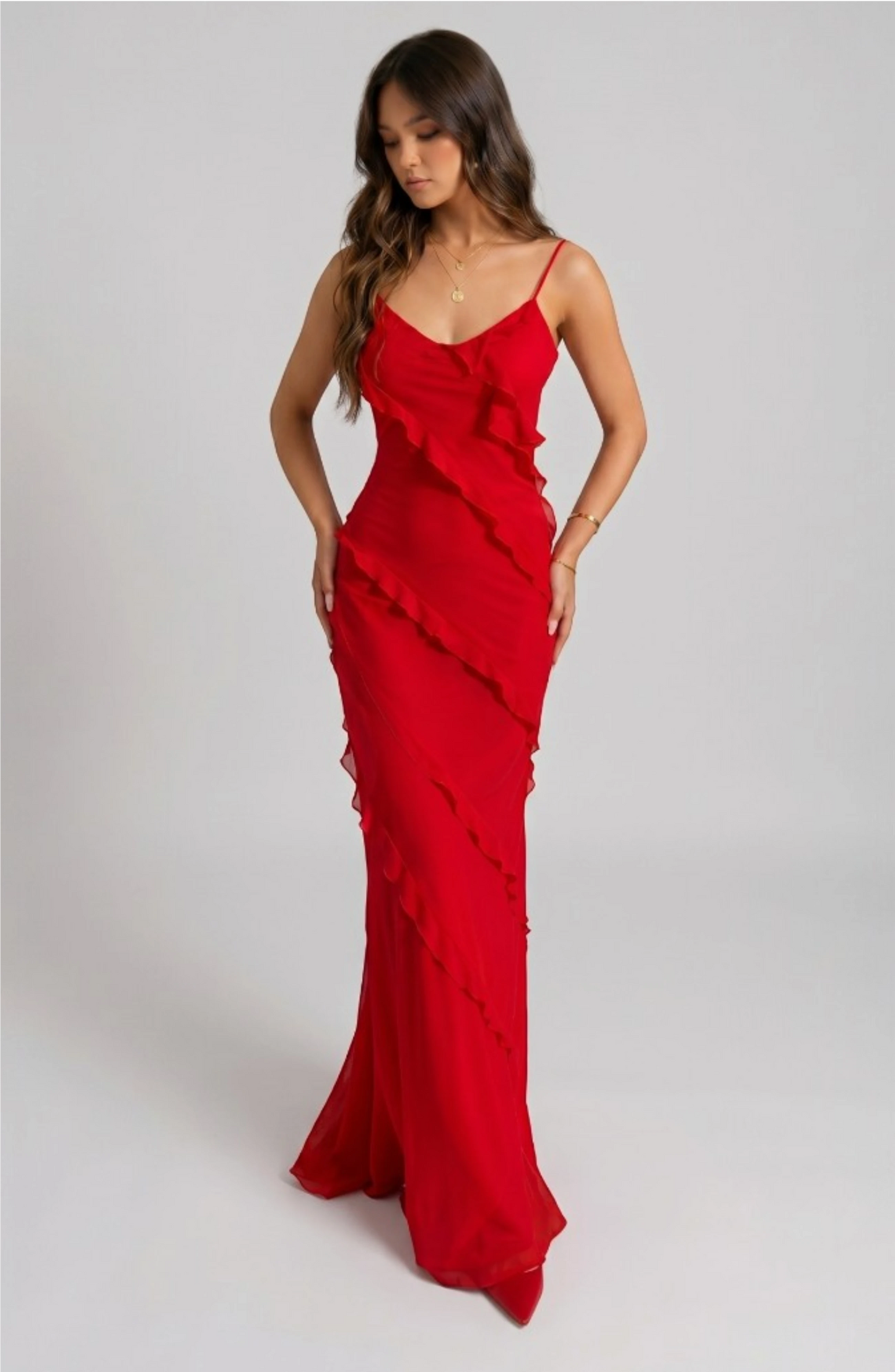 LORVENE Curve Lace Frock with intricate lace detailing and elegant fit, displayed against a neutral background.