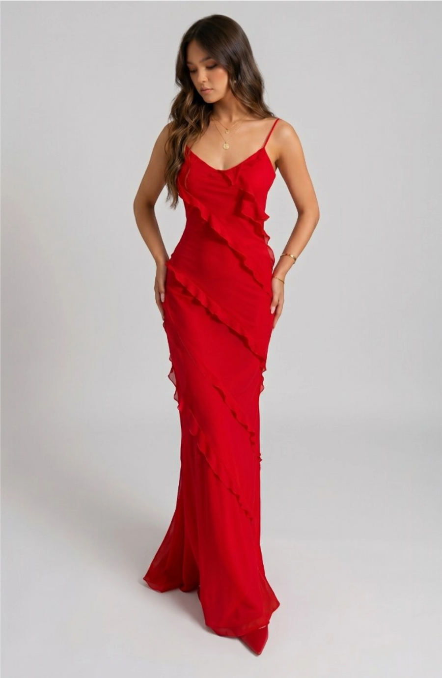 LORVENE Curve Lace Frock with intricate lace detailing and elegant fit, displayed against a neutral background.