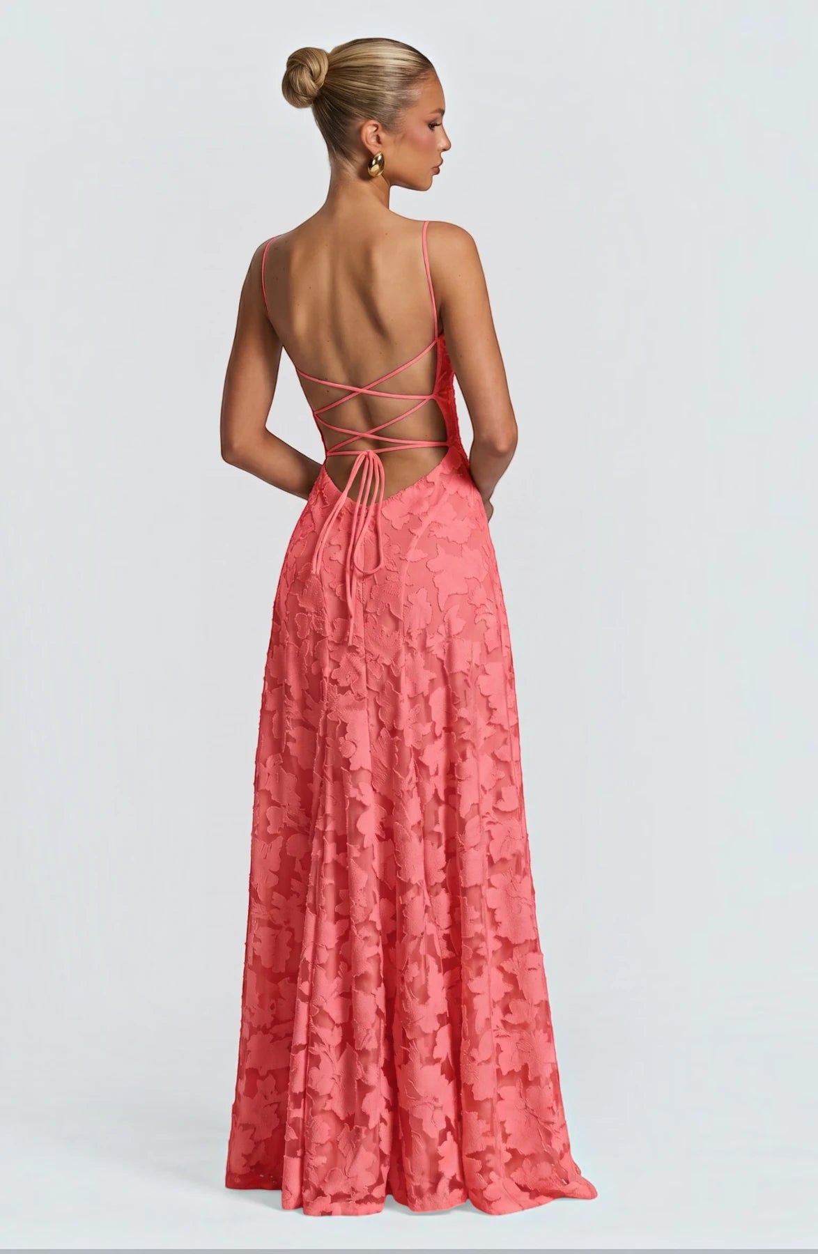 LORVENES sexy flowy bridal dress with elegant fabric and delicate design, perfect for a romantic wedding look.