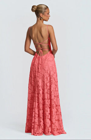 LORVENES sexy flowy bridal dress with elegant fabric and delicate design, perfect for a romantic wedding look.