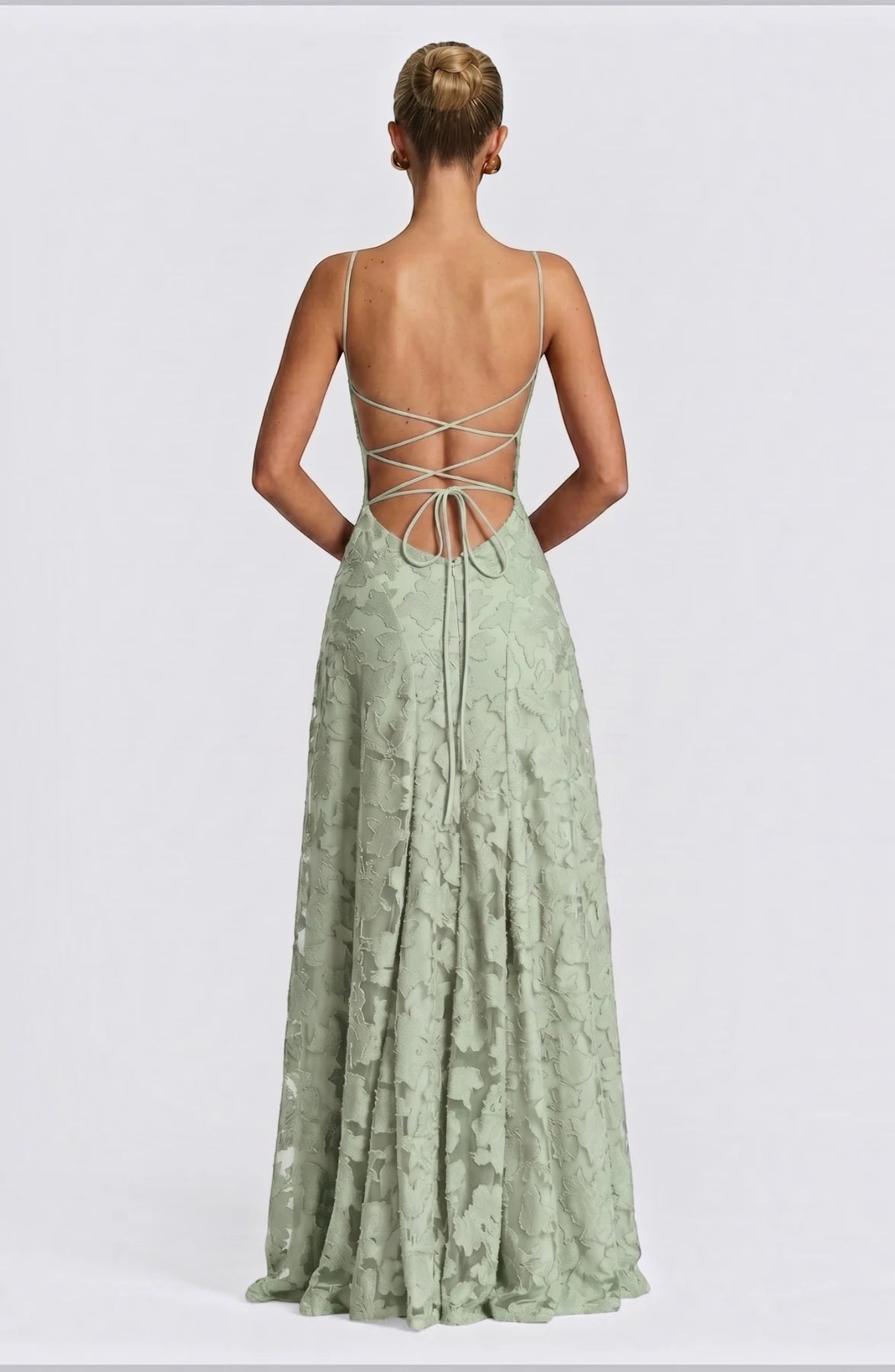 Elegant flowy bridal dress by LORVENES featuring a romantic design with delicate fabric and a graceful silhouette.