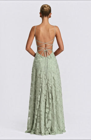 Elegant flowy bridal dress by LORVENES featuring a romantic design with delicate fabric and a graceful silhouette.